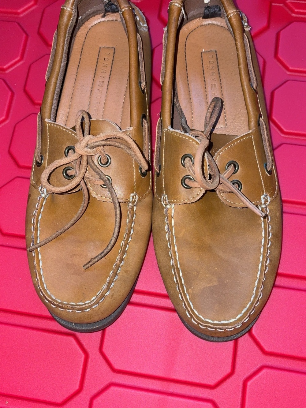 Tommy Hilfiger Men’s Brown Leather Boat Shoes 8